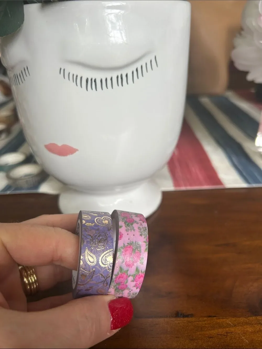 Simply Gilded floral  Decorative Washi Tape Set Pink & Purple set of 4 like new